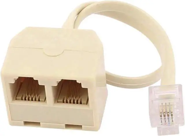 Main image of JAENFONG 6P4CSPL1X2 RJ11 Male to Female 6P4C 2 Way Outlet Telephone Jack Line Splitter Adapter Converter Cable - Beige