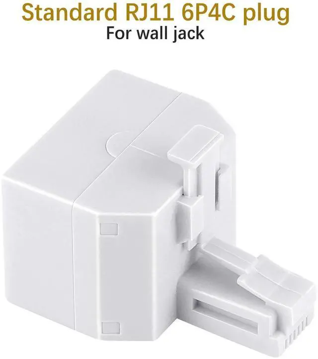 Alt view image 3 of 6 - JAENFONG RJ11 Duplex Wall Jack Adapter Dual Phone Line Splitter Wall Jack Plug 1 to 2 Modular Converter Adapter for Office Home Fax Model Cordless Phone System, White(2 Pack)