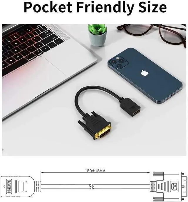Alt view image 4 of 6 - JAENFONG HDMI to DVI Extension Cable 0.5ft Short Bi-Directional 4K HDMI Female to DVI-I(24+1) Male Adapter 1080P DVI-D to HDMI Conveter for PC TV Box PS5 Blue-ray Xbox Switch