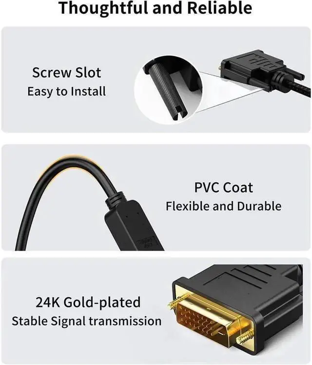 Alt view image 3 of 6 - JAENFONG HDMI to DVI Extension Cable 0.5ft Short Bi-Directional 4K HDMI Female to DVI-I(24+1) Male Adapter 1080P DVI-D to HDMI Conveter for PC TV Box PS5 Blue-ray Xbox Switch