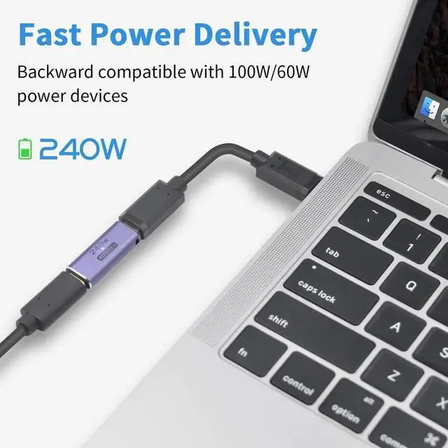 Alt view image 6 of 6 - JAENFONG USB C Female to Female Adapter, USB C Coupler 240W Power Delivery, 40Gbps Type C Extender Adapter with 8K@60Hz Video Compatible for iPad, MacBook,Thunderbolt 4/3, (2Pack)