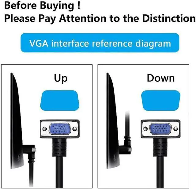 Alt view image 5 of 6 - JAENFONG 90 Degree VGA Cable Down Angle VGA Male to VGA Female Cable 1080P Full HD Computer Monitor Cable 0.5M (Down)