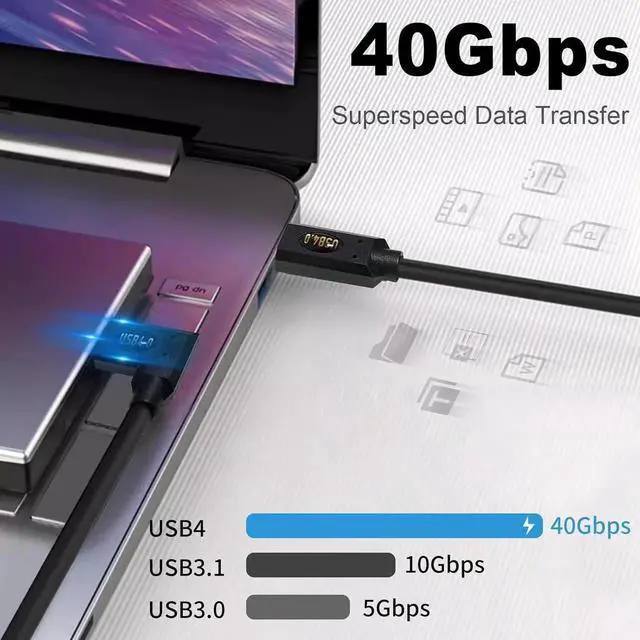 Alt view image 3 of 6 - JAENFONG Short USB C to USB C Cable 240W, Right Angle Type C Cable Short 1feet, 40Gbps Thunderbolt 4 Cable Support 8K@60Hz Video for iPhone MacBook Surface Pro