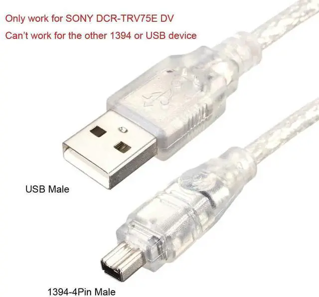 Alt view image 7 of 7 - JAENFONG Only for DCR-TRV75E DV Firewire to USB Cable USB 2.0 to Firewire IEEE 1394 4Pin iLink Cable 4.92FT/1.5M