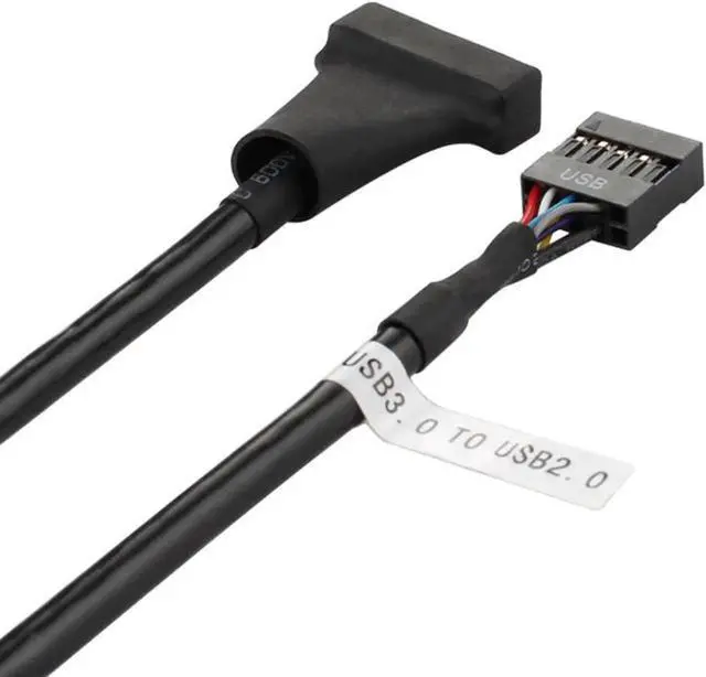 Alt view image 2 of 3 - JAENFONG Motherboard USB 2.0 9Pin to USB 3.0 20pin Adapter Coverter Cable - USB 2.0 9pin Female to USB 3.0 20pin Male- Black