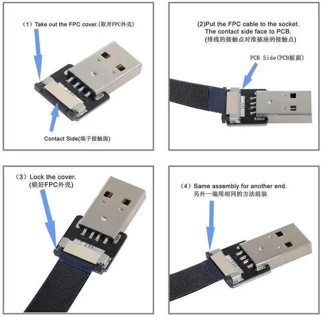 Alt view image 7 of 7 - JAENFONG USB 2.0 Type C Male Flat Connector Support 480Mbps Data Transfer 5V Charging for Ribbon Cable,Raspberry Pi, GoPro,Drone, Camera, Gimbal