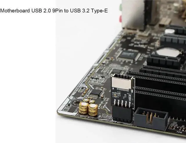 Alt view image 2 of 6 - JAENFONG USB 2.0 9pin Header to USB 3.2 20Pin Type E Key-A Female Adapter Extension for USB-C Front Panel