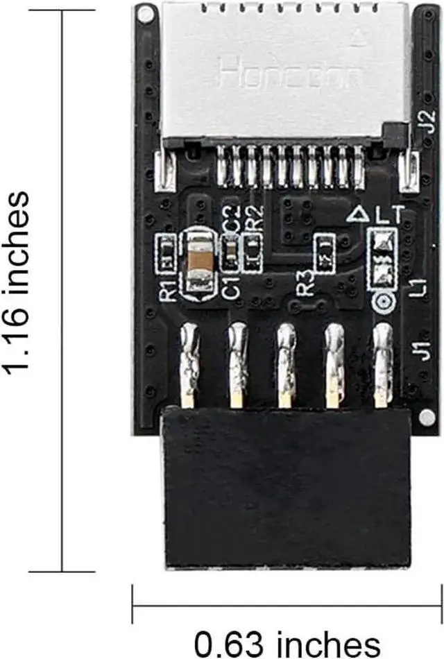 Alt view image 5 of 6 - JAENFONG USB 2.0 9pin Header to USB 3.2 20Pin Type E Key-A Female Adapter Extension for USB-C Front Panel