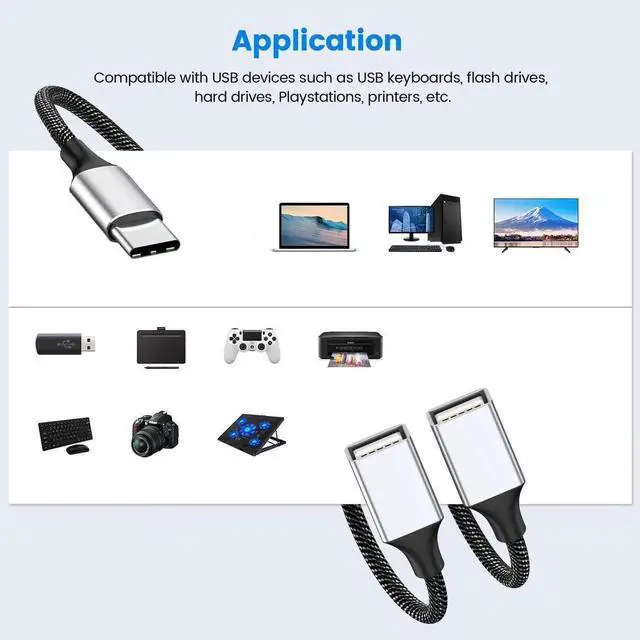 Alt view image 4 of 7 - JAENFONG USB C Male to Dual USB Female Adapter, USB C to USB Splitter, Type C to Two USB A 2.0 OTG Adapter, Multiple Hub for Laptop/Tablet/Telephone/Flash Disk Drive/Gaming Consoles,2 Ports 0.8ft