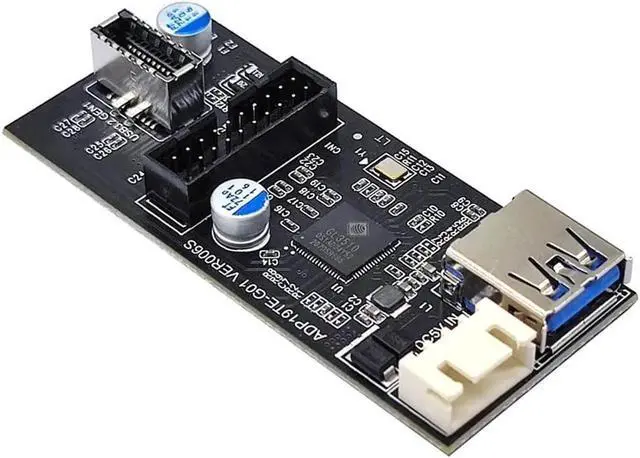 Alt view image 5 of 7 - JAENFONG Motherboard Internal USB 3.0 20Pin/19P Header to USB 3.2 Type-E A-Key and USB3 20 Pin Hub Splitter, Convert MB USB 19Pin Male to 2 Ports Expansion Card - 1.3FT USB 19-pin Internal Cable