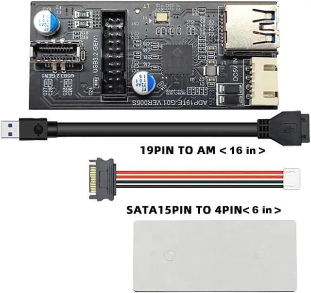 Alt view image 6 of 7 - JAENFONG Motherboard Internal USB 3.0 20Pin/19P Header to USB 3.2 Type-E A-Key and USB3 20 Pin Hub Splitter, Convert MB USB 19Pin Male to 2 Ports Expansion Card - 1.3FT USB 19-pin Internal Cable
