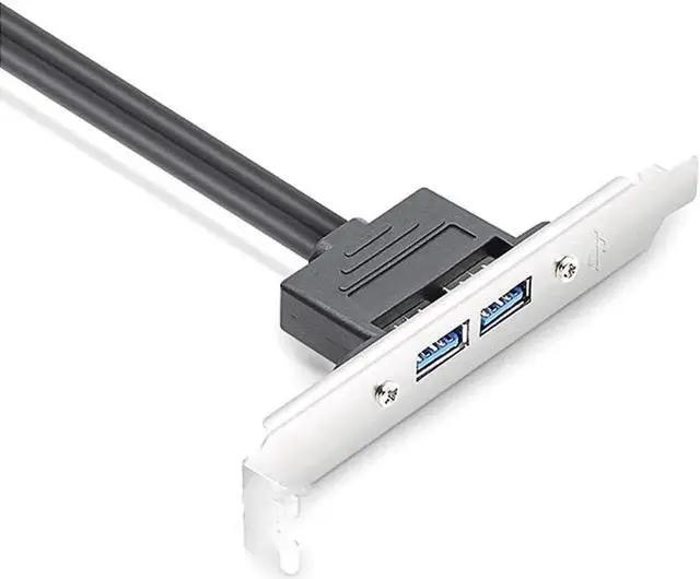 Alt view image 3 of 5 - JAENFONG USB 3.0 Motherboard 20-Pin Header to 2x USB 3.0 A Female Adapter Cable w/ Full Profile PCI Slot Bracket ,2 Ports USB 3.0 Back Panel Expansion Bracket to 20Pin - Black,1.64ft