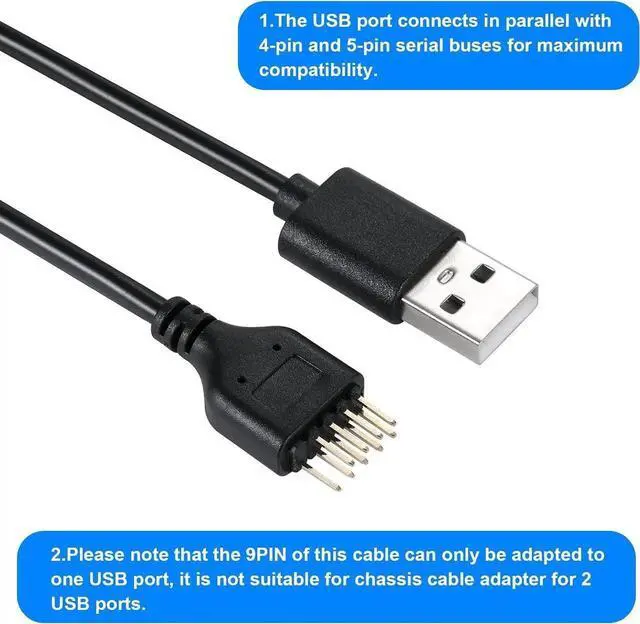Alt view image 7 of 7 - JAENFONG Motherboard USB 2.0 9-PIN to USB A Header Cable,USB 9PIN Header Extension Cable Adapter for USB Device