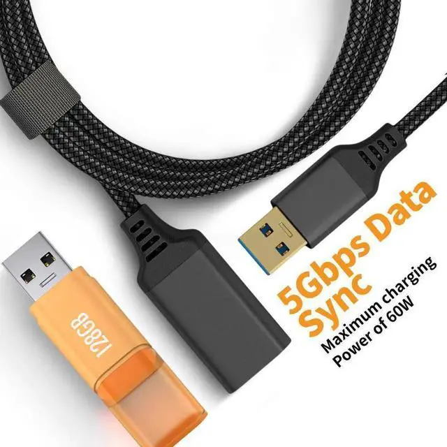 Alt view image 2 of 7 - JAENFONG USB 3.0 Extension Cable Type A Male to Female Extension Cord, High Data Transfer Compatible with USB Keyboard, Mouse, Flash Drive, Hard Drive 3.3 ft.