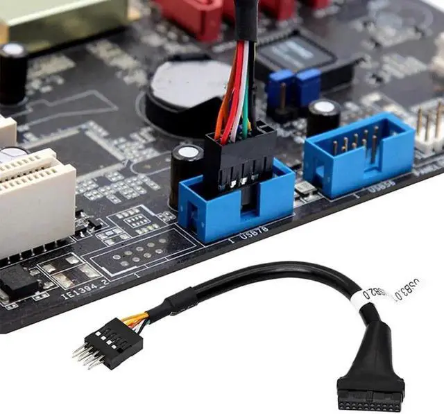 Alt view image 3 of 3 - JAENFONG 5PCS USB 3.0 20 Pin Motherboard Header To Usb 2.0 9 Pin Adapter Converter Cable Male Female for Computer PC Adapter Cord