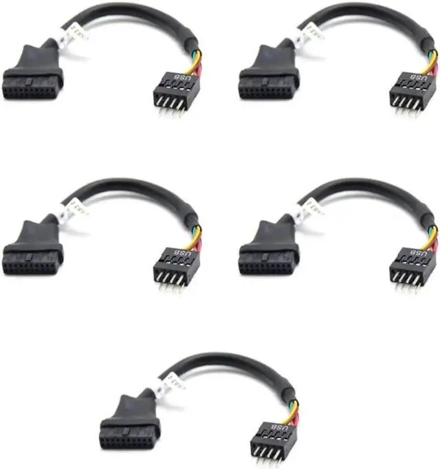 Alt view image 2 of 3 - JAENFONG 5PCS USB 3.0 20 Pin Motherboard Header To Usb 2.0 9 Pin Adapter Converter Cable Male Female for Computer PC Adapter Cord