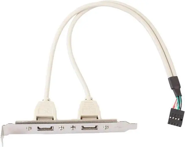 Alt view image 3 of 4 - JAENFONG 2 Port USB 2.0 Bracket Cable,Motherboard USB 2.0 9pin to 2 x Female Adapter Splitter Cable w/ Full-Profile PCI Slot Cover - (1ft/30CM)