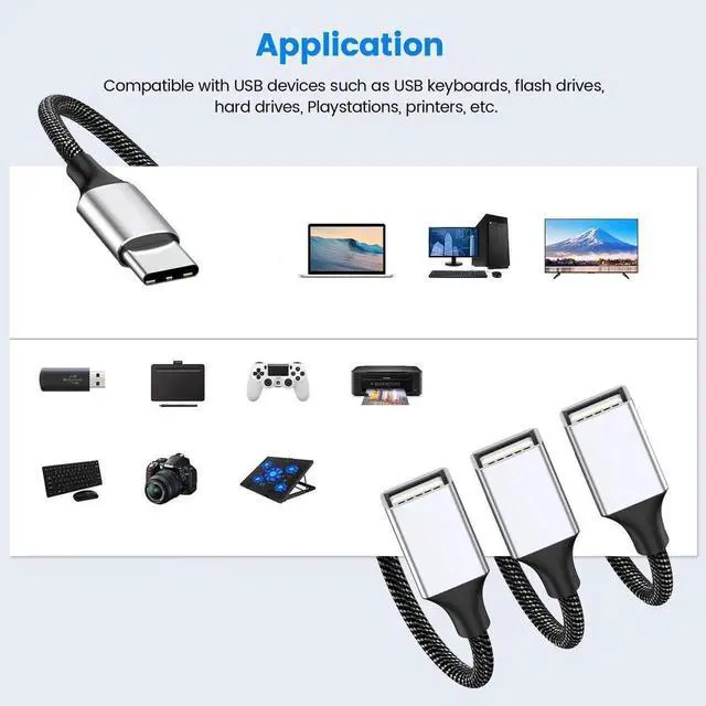 Alt view image 7 of 7 - JAENFONG USB C Male to Dual USB Female Adapter, USB C to USB Splitter, Type C to Two USB A 2.0 OTG Adapter, Multiple Hub for Laptop/Tablet/Telephone/Flash Disk Drive/Gaming Consoles 0.8ft