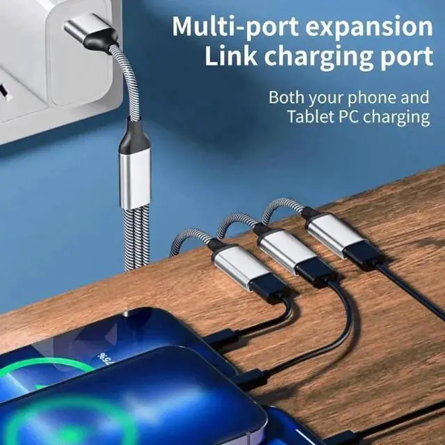 Alt view image 5 of 7 - JAENFONG USB C Male to Dual USB Female Adapter, USB C to USB Splitter, Type C to Two USB A 2.0 OTG Adapter, Multiple Hub for Laptop/Tablet/Telephone/Flash Disk Drive/Gaming Consoles 0.8ft