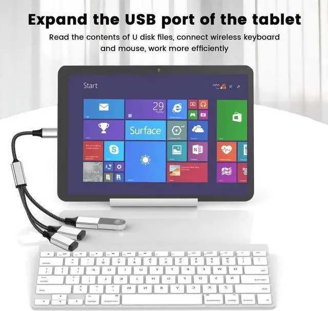 Alt view image 6 of 7 - JAENFONG USB C Male to Dual USB Female Adapter, USB C to USB Splitter, Type C to Two USB A 2.0 OTG Adapter, Multiple Hub for Laptop/Tablet/Telephone/Flash Disk Drive/Gaming Consoles 0.8ft