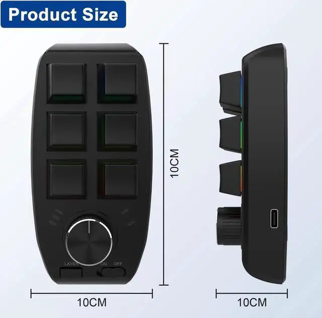 Alt view image 2 of 5 - JAENFONG Bluetooth Wireless RGB Custom Mechanical Keyboard 6 Keys 1 Knob Programming Gaming Keypad