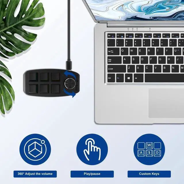 Alt view image 4 of 5 - JAENFONG Bluetooth Wireless RGB Custom Mechanical Keyboard 6 Keys 1 Knob Programming Gaming Keypad