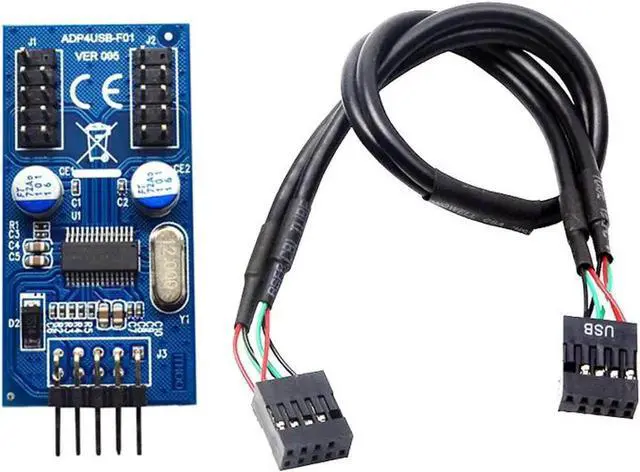 Main image of JAENFONG Motherboard USB 2.0 9pin Header 1 to 2 Extension Hub Splitter Adapter - Converter MB USB 2.0 Male to 2 Male - 30CM USB 9-pin Internal Cable