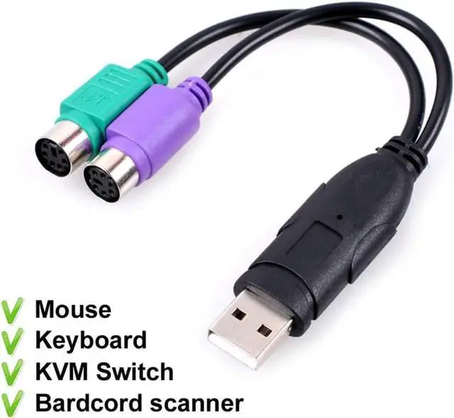 Alt view image 4 of 5 - JAENFONG PS2 USB Adpater,USB Male to PS/2 Female Splitter Mouse Keyboard PS2 Converter Extension Cable,KVM Barcode Scanner PS/2 to USB