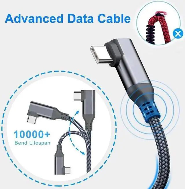 Alt view image 2 of 6 - JAENFONG USB3.2 Gen1 VR Link Streamline For Oculus Quest 2, Model: A-C Aluminum Shell 5M Braided Wire -5M