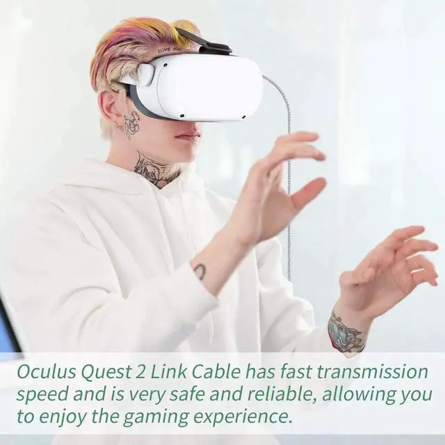 Alt view image 6 of 7 - JAENFONG 16.4Feet 5M VR Link Cable Compatible for Oculus Quest 2, USB 3.0 to USB Type C High Speed Data Transfer and Fast Charging USB Type C 3.2 Gen1 Cable for Quest2 VR Headset and Gaming PC (16.4ft