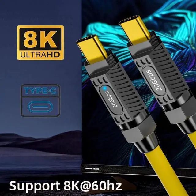 Alt view image 7 of 7 - JAENFONG USB C to USB C Cable, USB C Male to Male 20Gbps 8K@60Hz Data Transfer PD 140W Fast Charging Cable with Charging Indicator Iight 0.65FT/0.2M