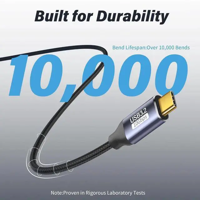 Alt view image 6 of 6 - JAENFONG USB C to USB C 90 Degree Cable 10Gbps USB Type-C 3.1 Gen2 Male to Male Data Transfer 4K@60Hz Video Cable Support 100W Fast Charging (0.5M/1.6FT)