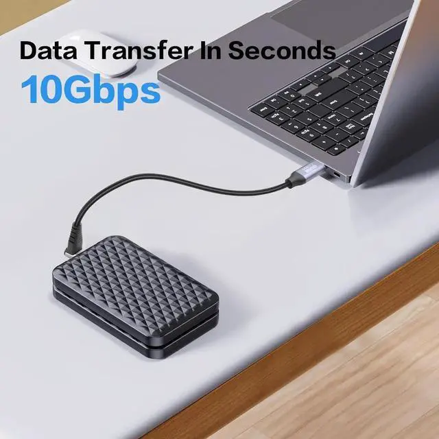 Alt view image 5 of 6 - JAENFONG USB C to USB C 90 Degree Cable 10Gbps USB Type-C 3.1 Gen2 Male to Male Data Transfer 4K@60Hz Video Cable Support 100W Fast Charging (0.5M/1.6FT)