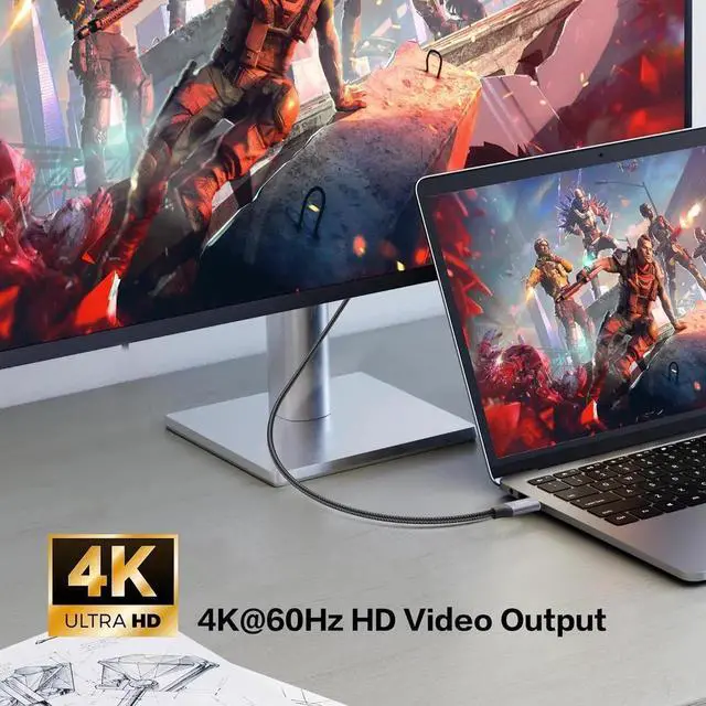Alt view image 3 of 6 - JAENFONG USB C to USB C 90 Degree Cable 10Gbps USB Type-C 3.1 Gen2 Male to Male Data Transfer 4K@60Hz Video Cable Support 100W Fast Charging (0.5M/1.6FT)