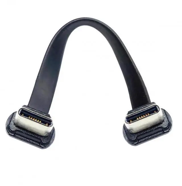 Main image of JAENFONG Cable USB-C Type C to USB-C Ultra Slim Flat Power USB2.0 Data Cable Angled Connector 65W Fast Charge for Laptop Tablet Phone Black