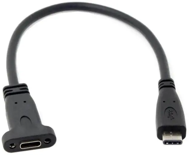Alt view image 5 of 7 - JAENFONG USB C to C Cable USB 3.1 Type C Male to Female Data Extension Cable with Panel Mount Screw Hole 20cm