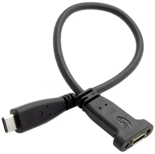 Main image of JAENFONG USB C to C Cable USB 3.1 Type C Male to Female Data Extension Cable with Panel Mount Screw Hole 20cm