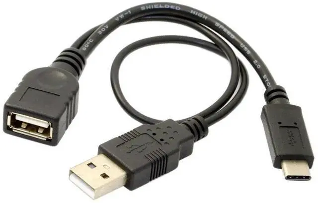 Alt view image 2 of 7 - JAENFONG USB C OTG Cable USB 3.1 Type C to USB 2.0 OTG Data Cable with USB Power