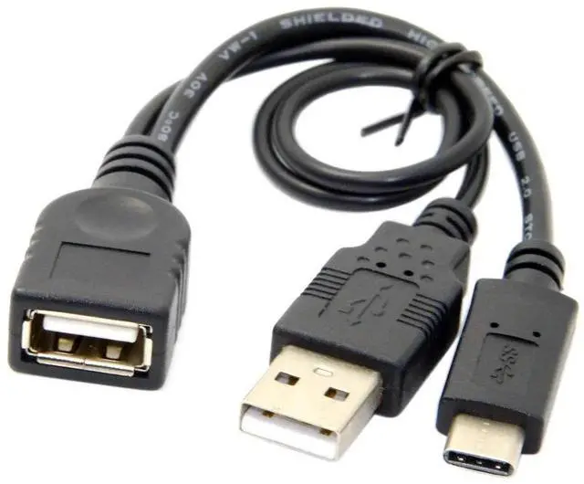 Main image of JAENFONG USB C OTG Cable USB 3.1 Type C to USB 2.0 OTG Data Cable with USB Power