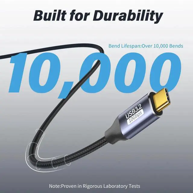 Alt view image 2 of 6 - JAENFONG USB C to USB C 90 Degree Cable 10Gbps USB Type-C 3.1 Gen2 Male to Male Data Transfer 4K@60Hz Video Cable Support 100W Fast Charging (1M/3.3FT)