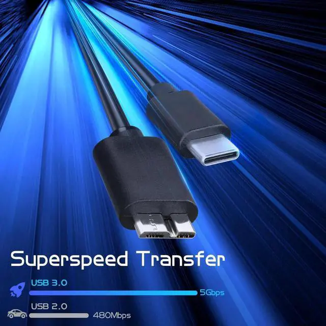 Alt view image 4 of 7 - JAENFONG Micro B to USB C Hard Drive Cable 3FT/1M USB Type C to Micro B External Hard Drive Fast Charge Sync Cable