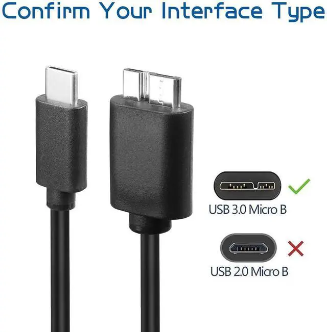 Alt view image 3 of 7 - JAENFONG Micro B to USB C Hard Drive Cable 3FT/1M USB Type C to Micro B External Hard Drive Fast Charge Sync Cable