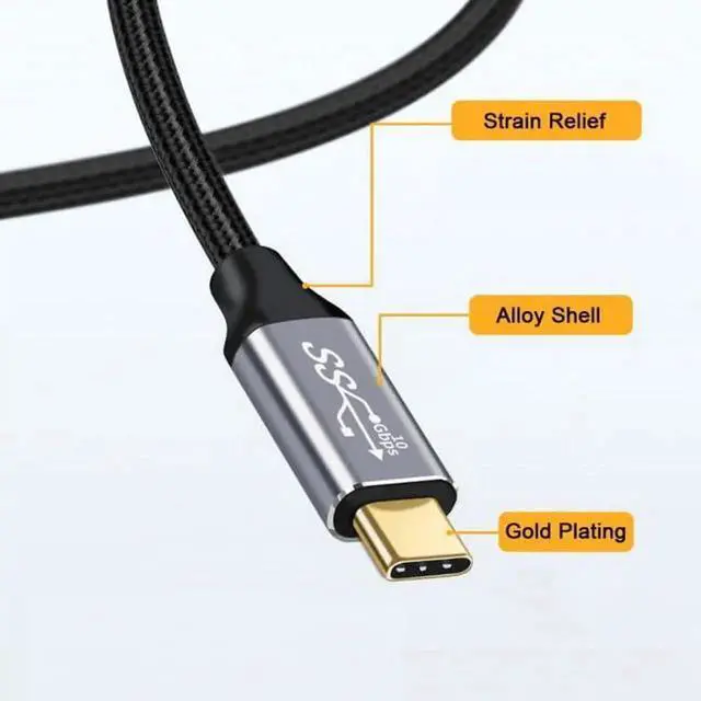 Alt view image 2 of 7 - JAENFONG Cable USB-C USB-C 100W Type-C Male to Male Cable 20V 5A GEN2 10Gbps 100W Charging for Laptop Tablet Phone 100CM