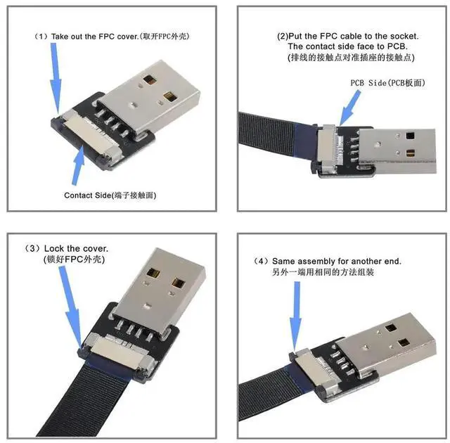 Alt view image 5 of 7 - JAENFONG USB C Flat Cable USB 2.0 Male to USB C Male Ribbon Flex Extension Cable Adapter 0.5M