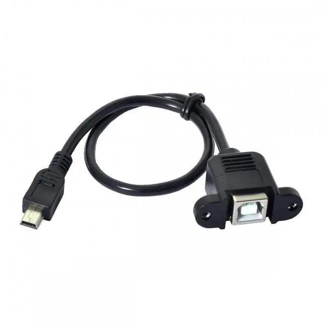 Alt view image 3 of 7 - JAENFONG Cable Mini USB B Type 5-Pin Male to USB 2.0 B Type Female Data Cable with M3 Nuts Panel Mount Type