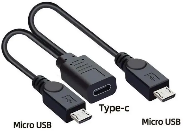 Alt view image 7 of 7 - JAENFONG USB C Splitter Multi Charging Cable,USB C 1 to 2 Micro USB Charge Extension Cable Supports Charging Two Devices at The Same Time 0.98FT/0.3M