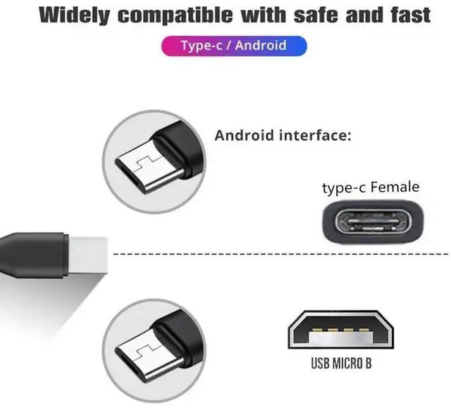 Alt view image 3 of 7 - JAENFONG USB C Splitter Multi Charging Cable,USB C 1 to 2 Micro USB Charge Extension Cable Supports Charging Two Devices at The Same Time 0.98FT/0.3M