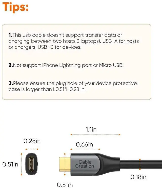 Alt view image 3 of 7 - JAENFONG CableCreation USB C to USB A Cable 1FT,USB 3.1 USB 3.2 Gen2 10Gbps USB A to C Data Cable, Android Auto Cable 3A for USB C External SSD MacBook Pro iPad S21, iPhone 16/15 Pro Max Plus,0.3m