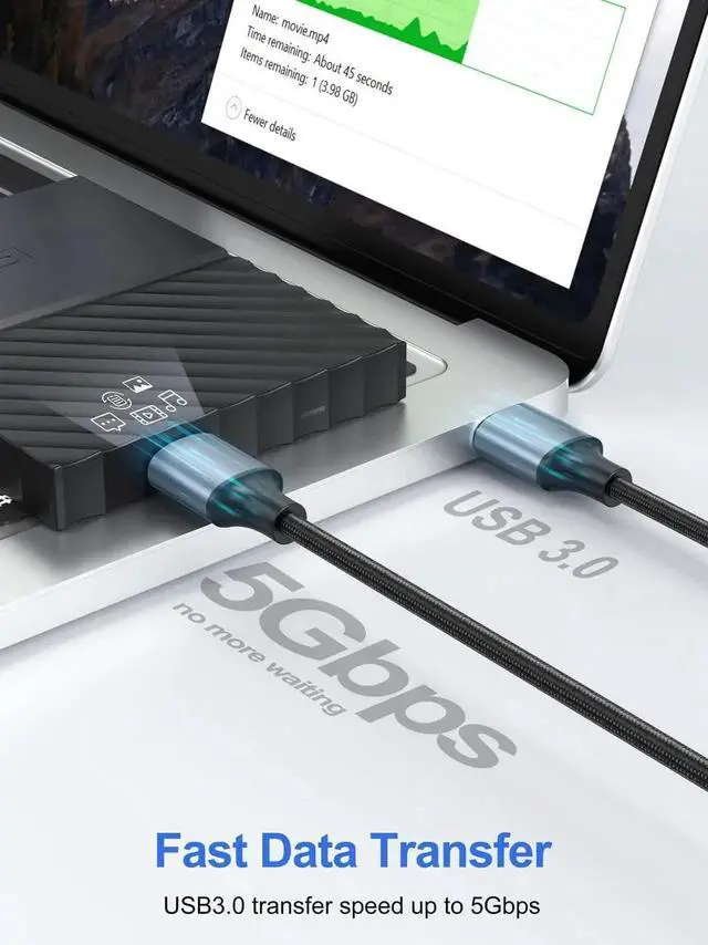 Alt view image 4 of 7 - JAENFONG [2 Pack] USB 3.0 A to A Male Cable 10FT+10FT, USB 3.0 to USB 3.0 Cable, USB A Male to Male Cable Double End USB 3.0 Cord Compatible with Hard Drive Enclosures, DVD Player, Laptop Cool (3M)