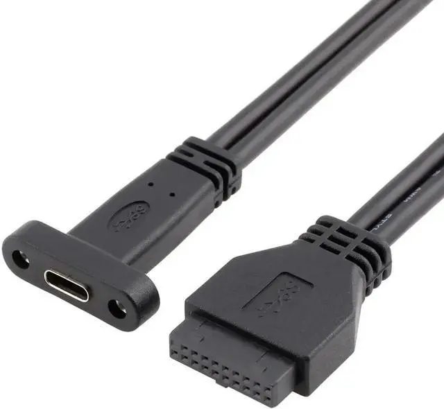 Alt view image 2 of 5 - JAENFONG Desktop 20 Pin Header Female to USB-C Cable with PCIe profile bracket 19Pin to USB Type-C Adapter Cable 50cm